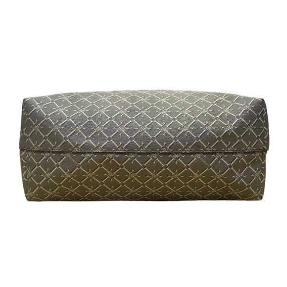 Lauren Ralph Lauren Women’s Gray Monogram Faux Leather Shoulder Straps Tote Bag - Picture 7 of 16